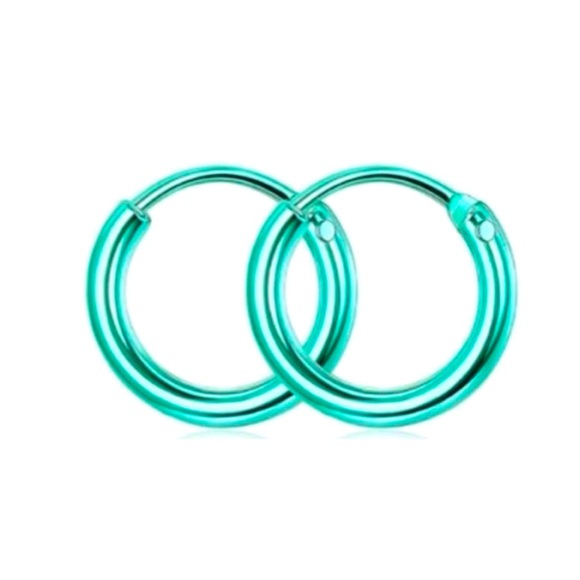 8mm Turquoise Huggie Hoop Earrings Stainless Steel - Picture 3 of 3